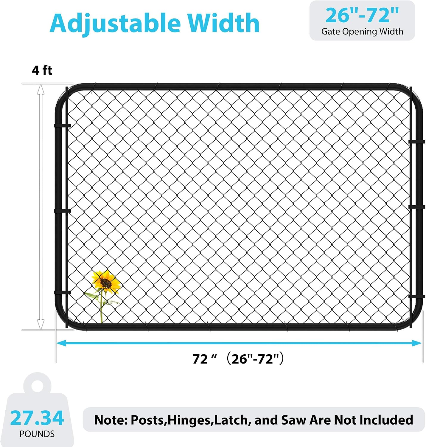 Puerta valla jardín PVC antioxidante 26-72x48pulg ajustable