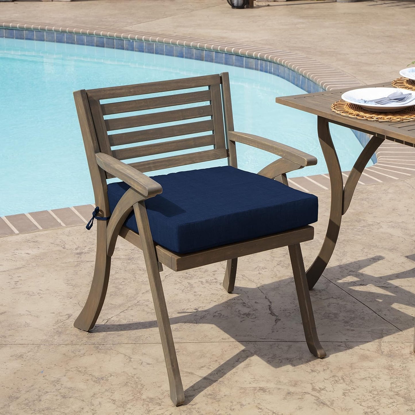 Cojín asiento exterior 19x19 resistente lluvia azul zafiro