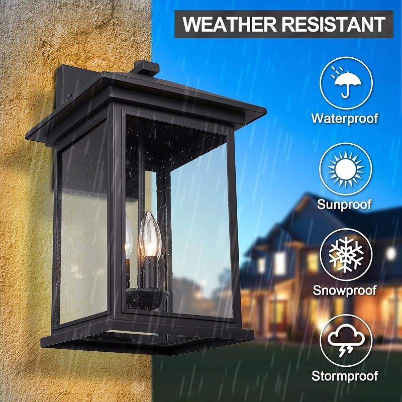 Lámpara pared exterior 20pulg 3 luces vidrio sembrado