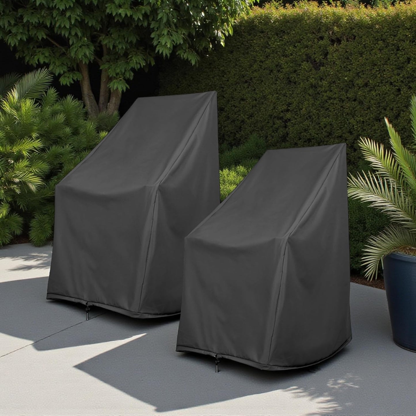 Set 2 Fundas Mecedora Exterior 100% Poliéster Negro