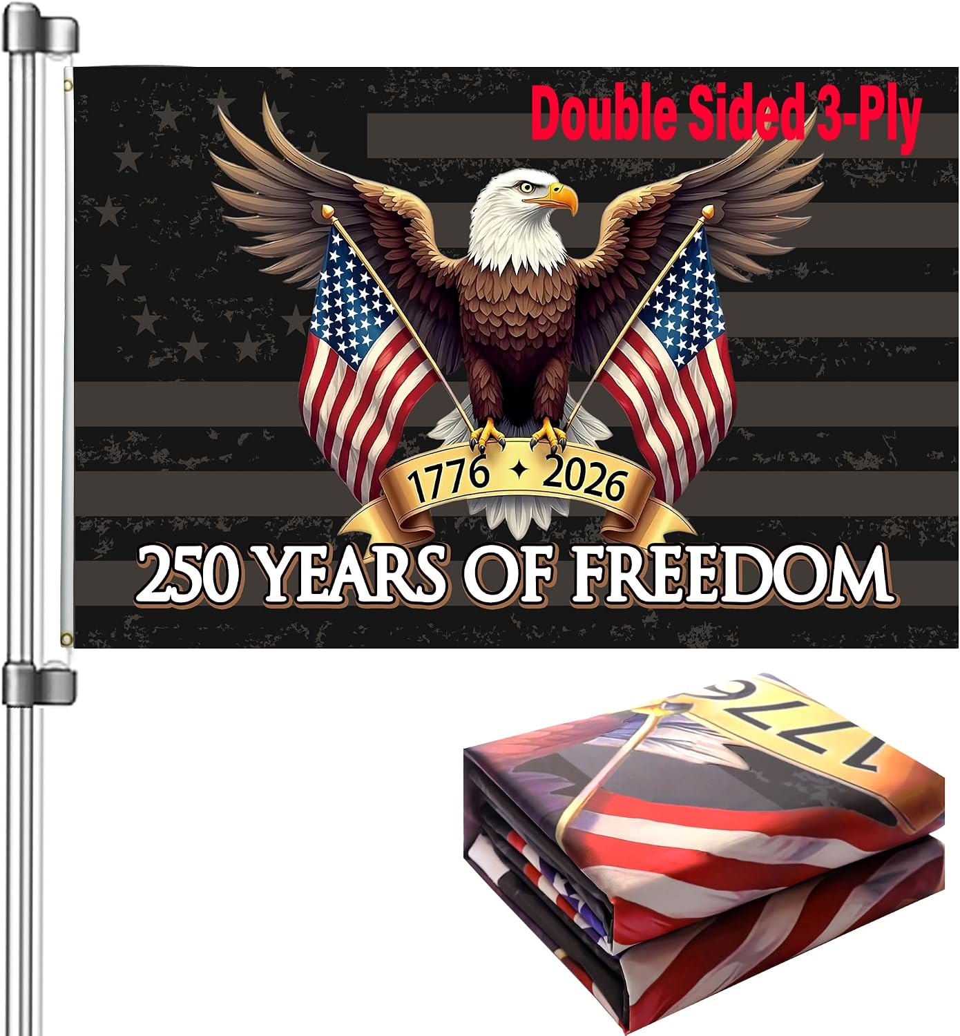 Bandera EE.UU. 250º Aniversario 3x5 Doble Cara Resistentes
