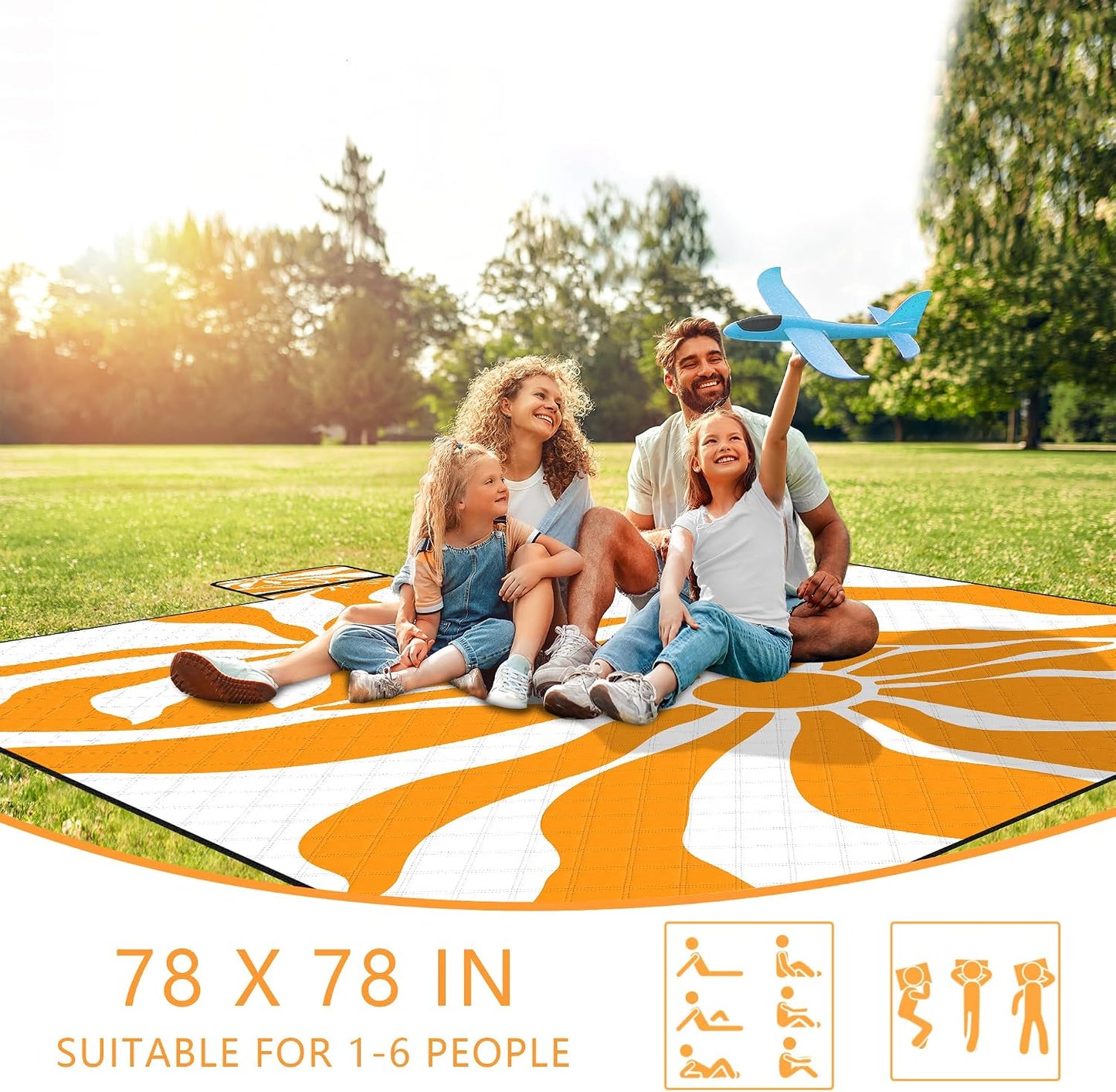 Manta pícnic impermeable 79x79pulg suave plegable playa