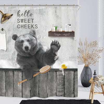 Cortina ducha 60x71pulg diseño animales oeste gris impermeable