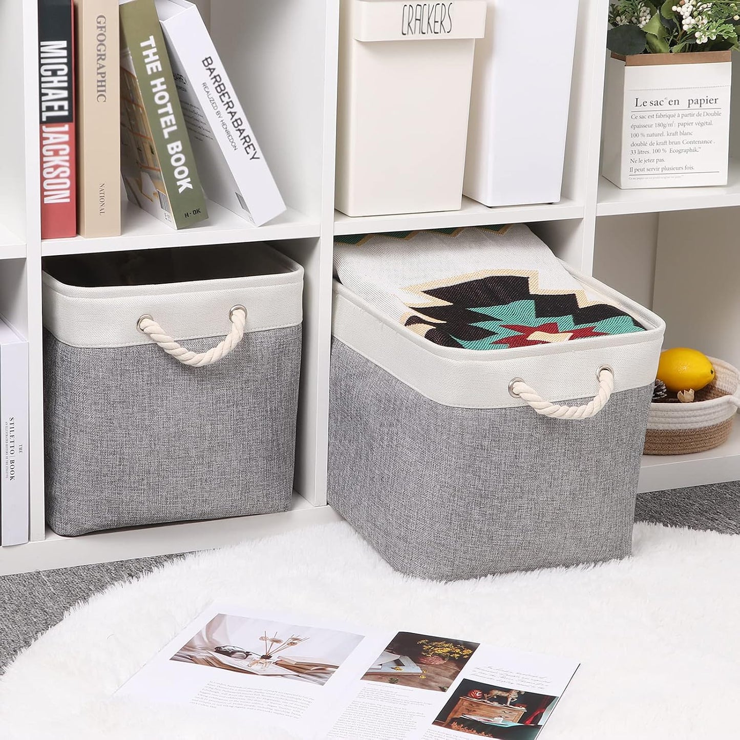 2 Cestas Tela 16x12" para Organizar Estantes