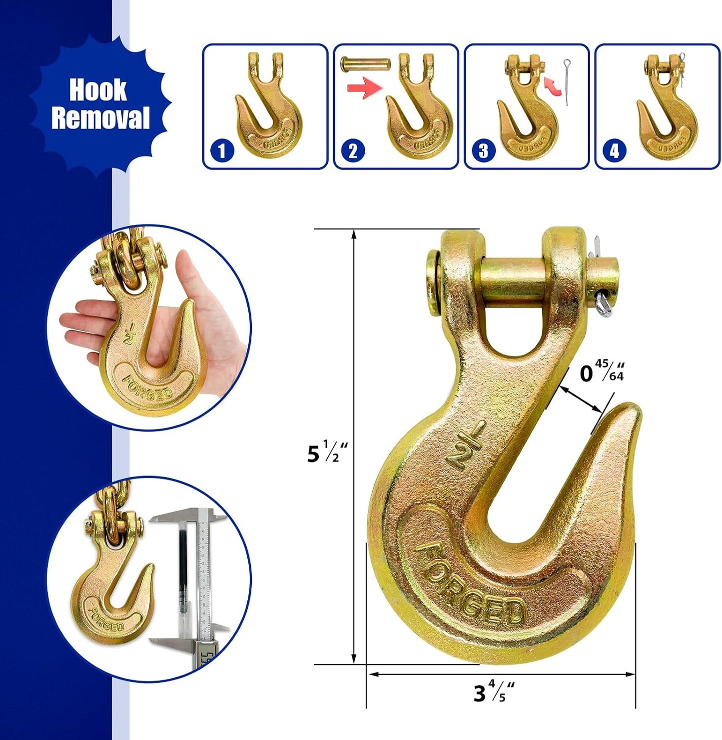 Cadena remolque 1/2" x 10 pies grado 80 12000 lb