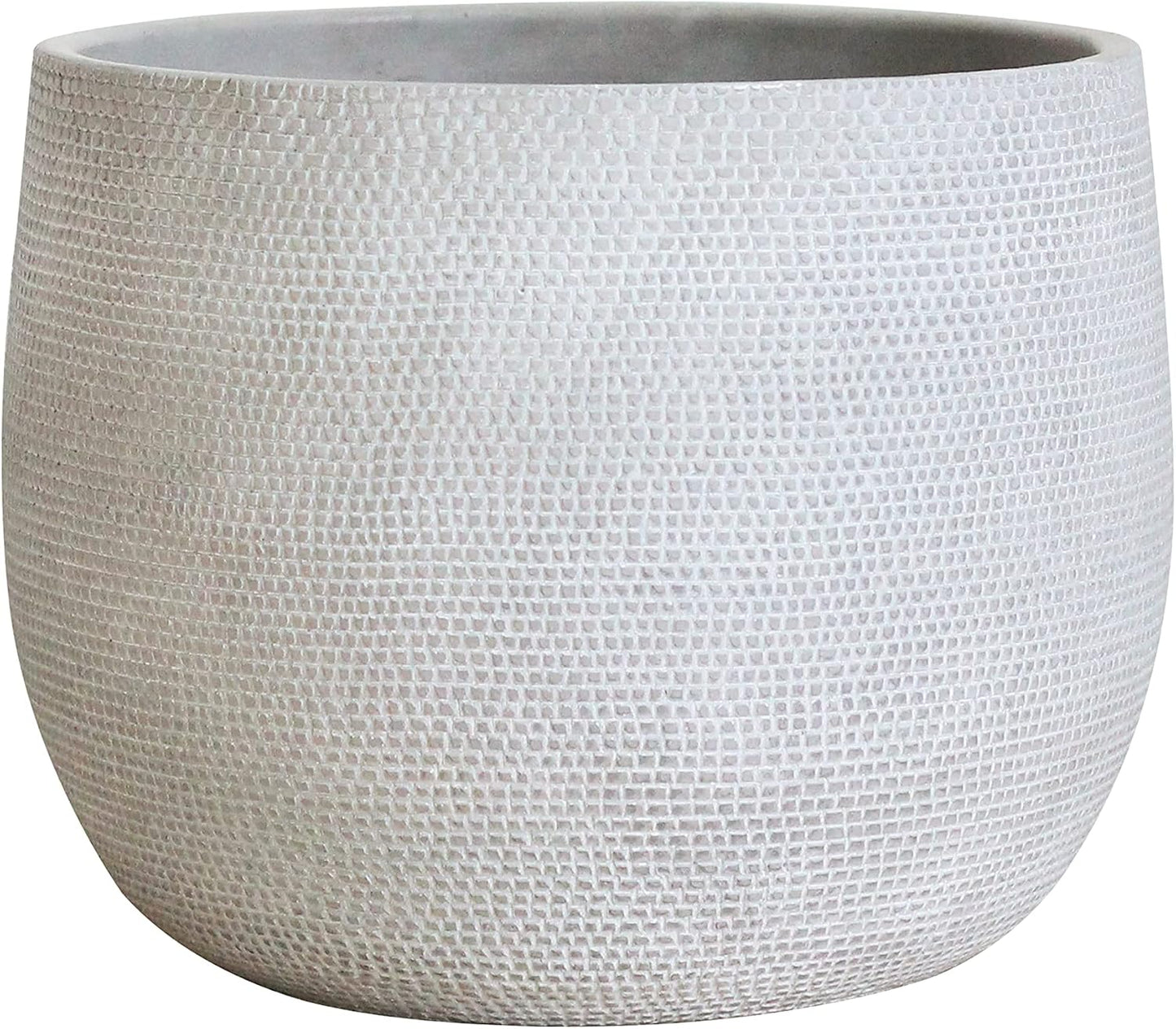 Maceta Cerámica Grande 25cm Gris Claro Blanco