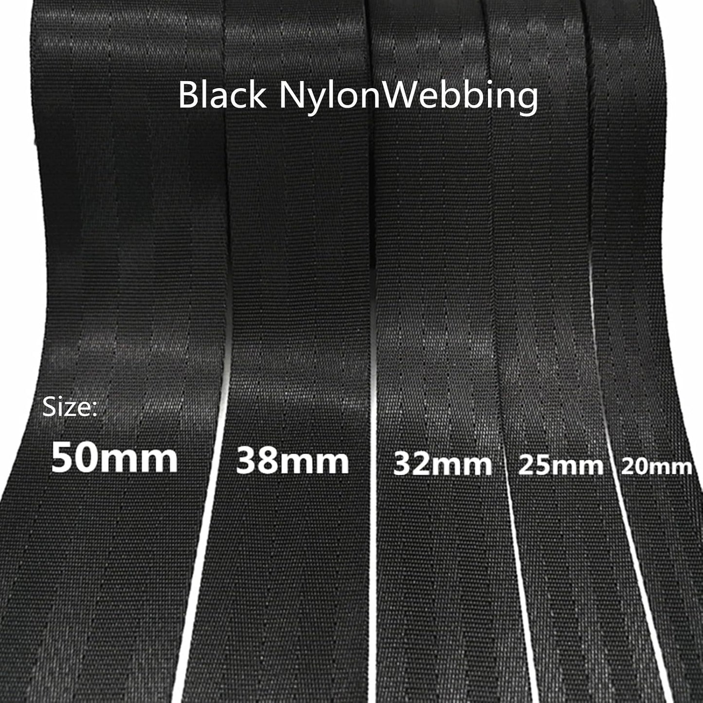 Correa nailon negro para cinturón seguridad 10 yardas