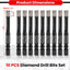 Set 10 Brocas Diamante 1/4pulg para Cerámica Vidrio Granito