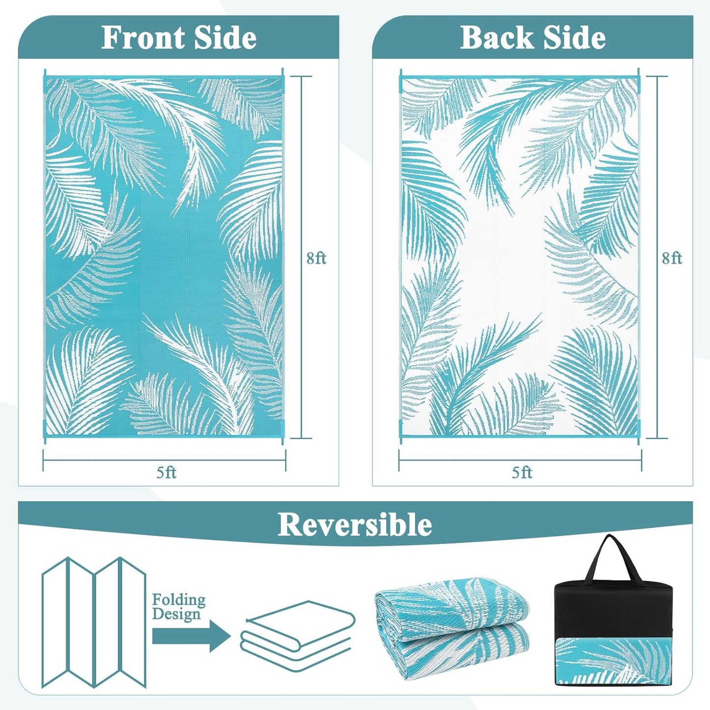Alfombra impermeable reversible paja plástica para terraza