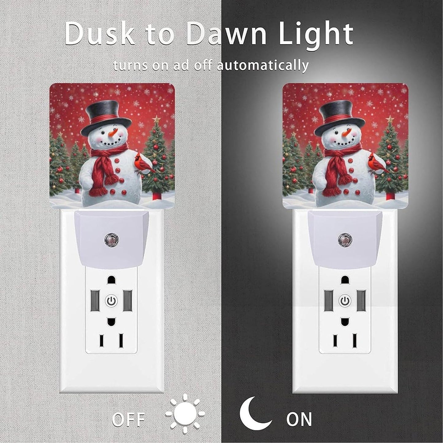 2 Luces Nocturnas Muñeco Navidad Led Sensor Automático