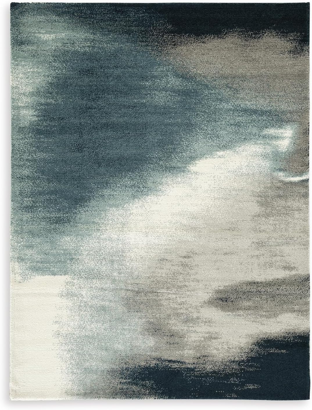 Alfombra abstracta 5x7ft resistente manchas azul gris