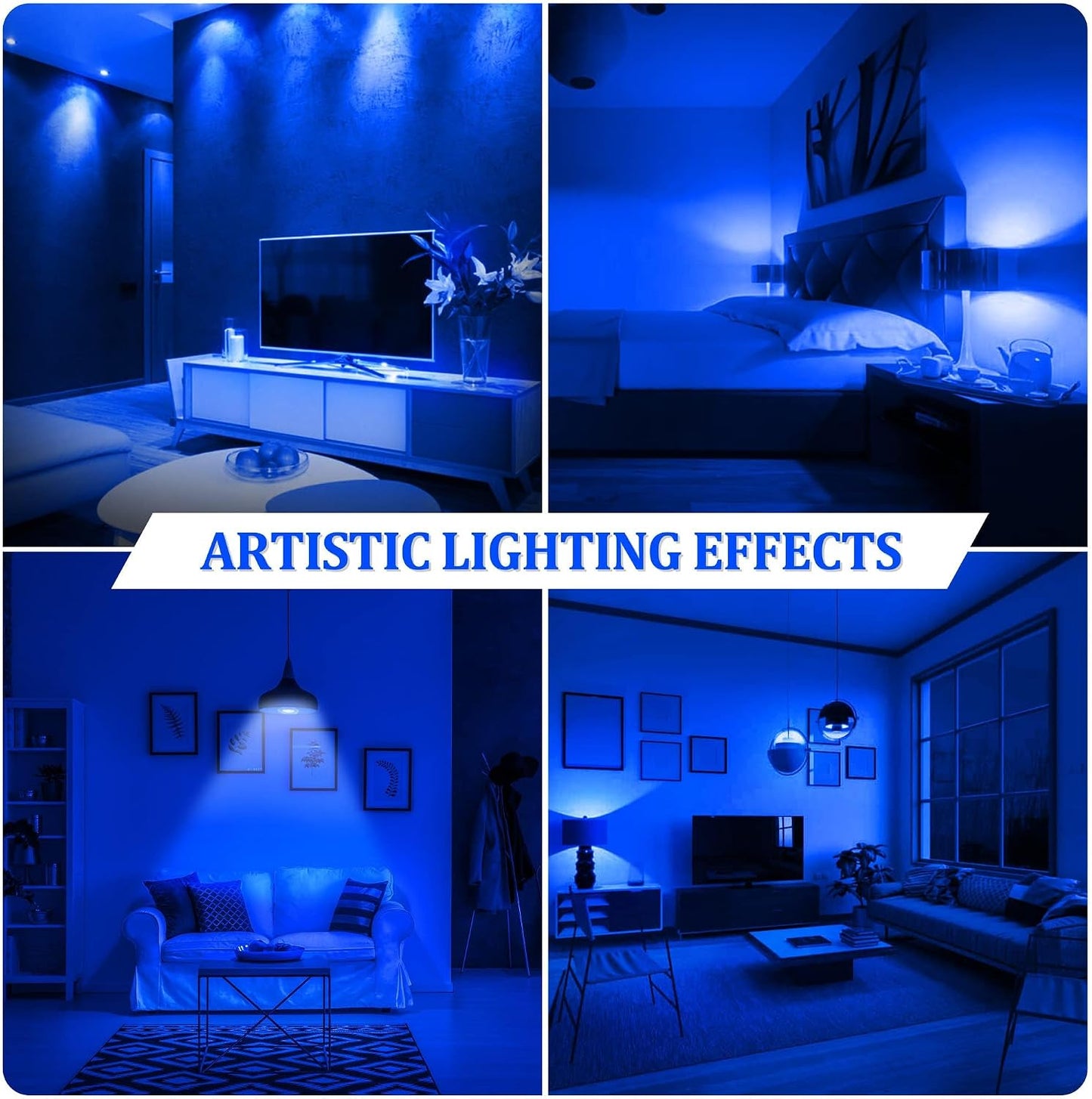 4 Pzas Bombilla LED Azul A19 E26 para Fiesta Hogar