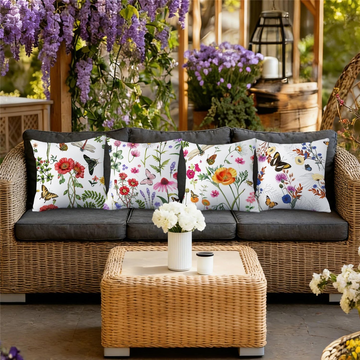 4 Pzas Fundas Almohada Impermeables 18x18" Floral