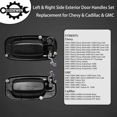 Set manijas puerta Chevy GMC Cadillac 99-07