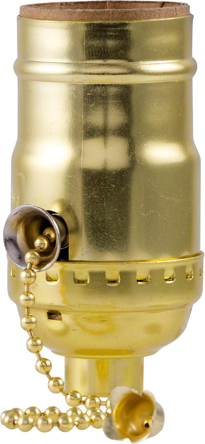Enchufe lámpara cadena tracción base media UL oro cepillado