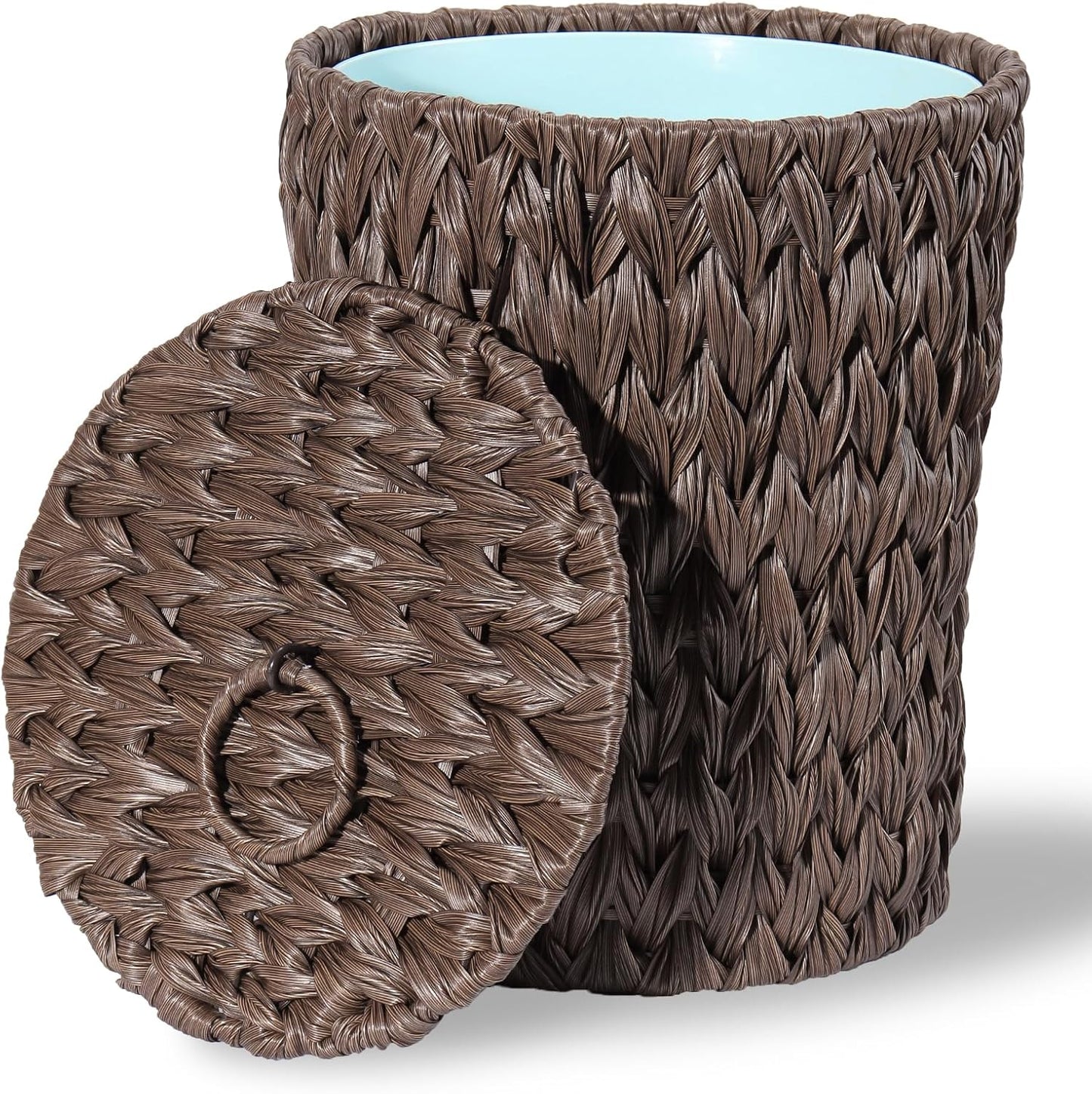 Cubo basura mimbre plástico 2.6gal con tapa dormitorio