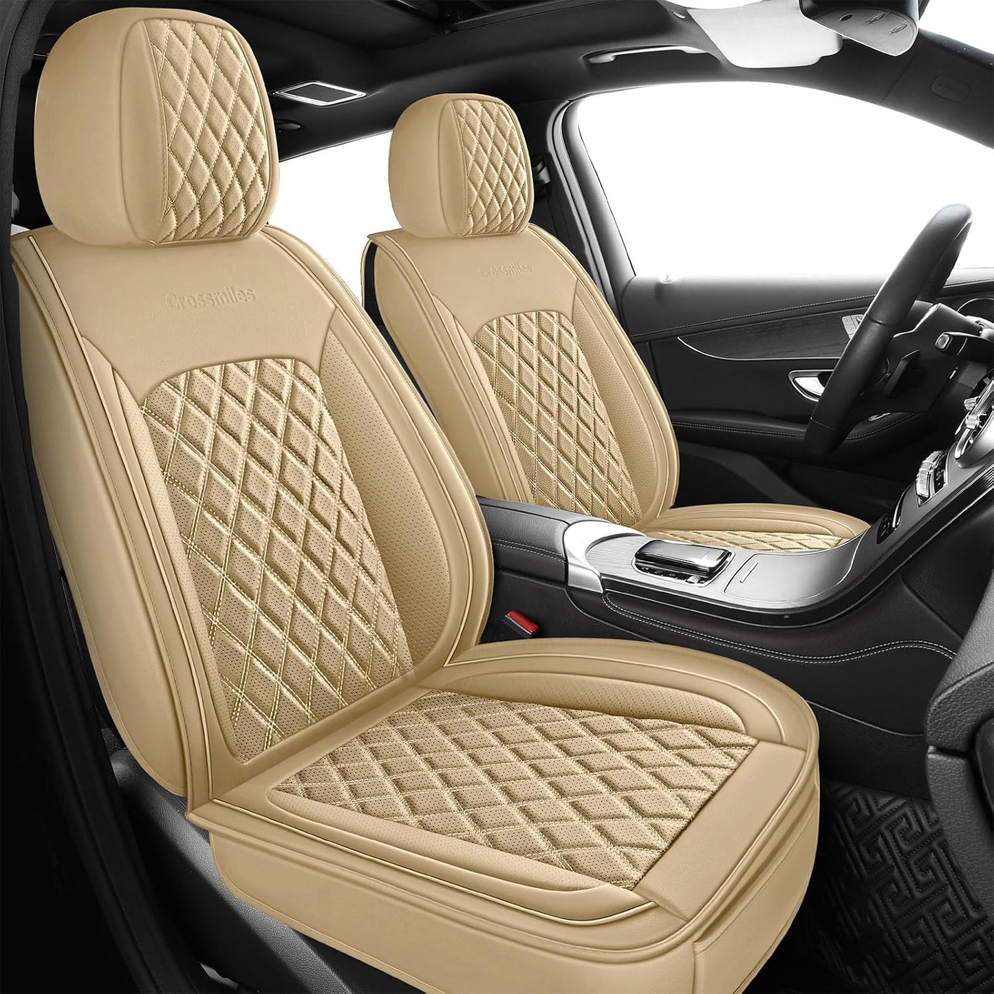 Funda asiento cuero automóvil impermeable universal beige