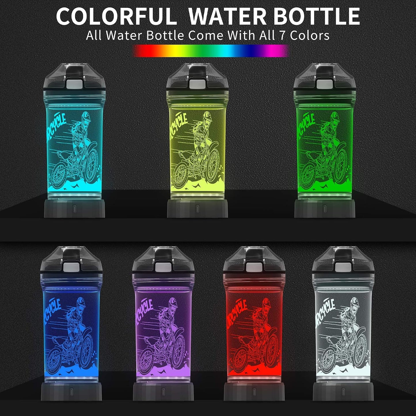 Botella agua 3D con luz LED para niños