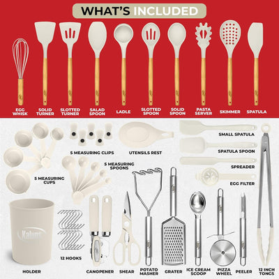 Set 50 Utensilios Silicona Cocina Resistentes 800°F Antiadherente