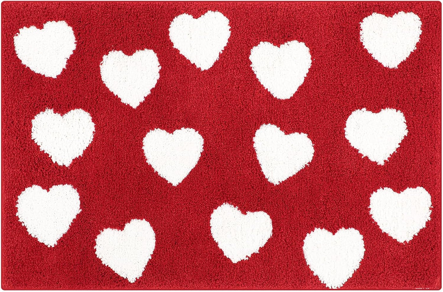 Alfombra baño corazón rojo antiderrap 20x32"