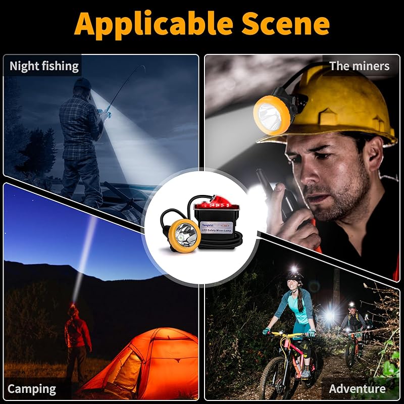 Linterna frontal minería 12 LED recargable impermeable