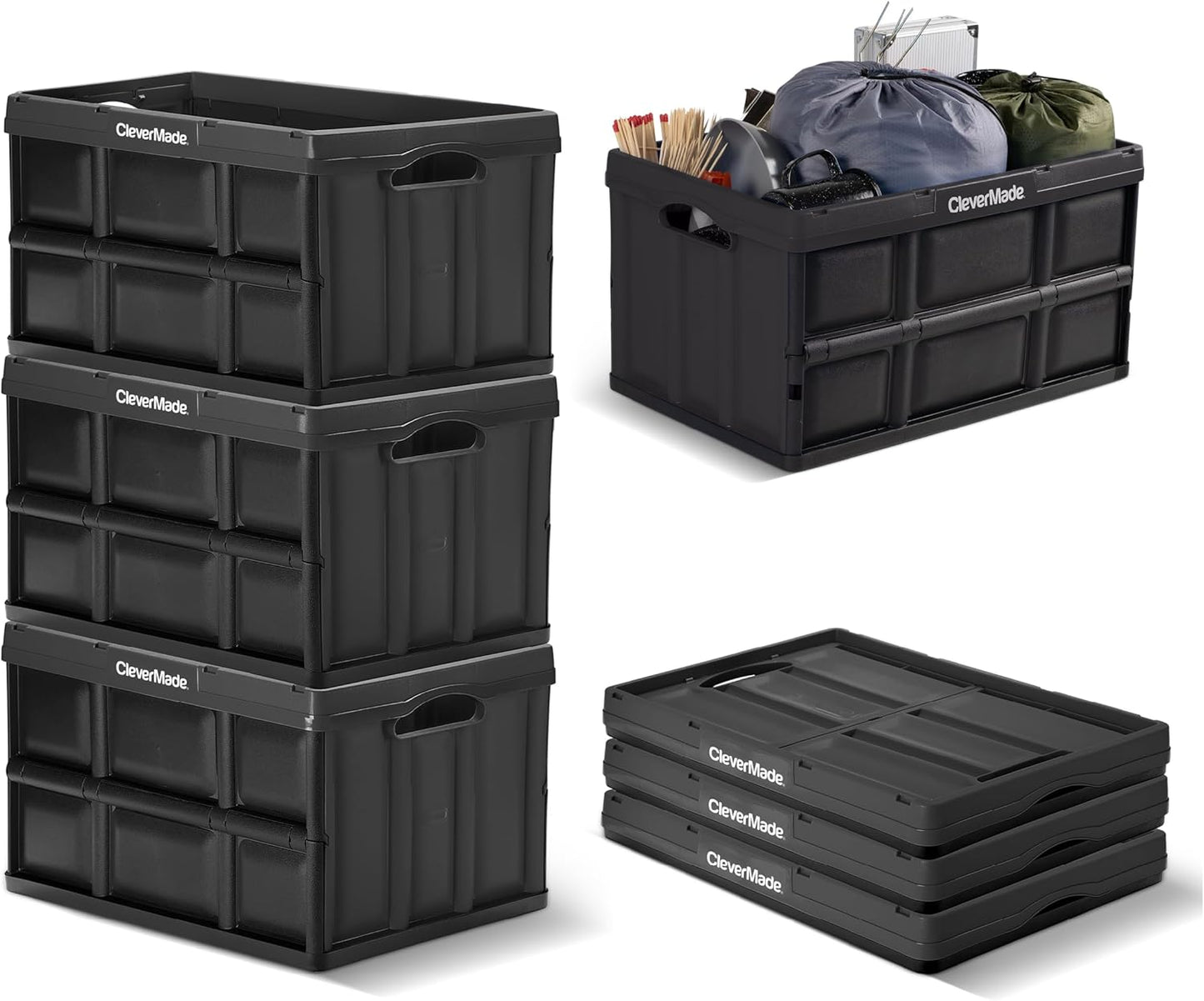 Contenedores plegables Obsidian 62L set 3 apilables