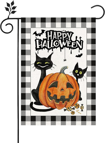 Bandera jardín gato negro 12.5x18pulg doble cara decoración hogar