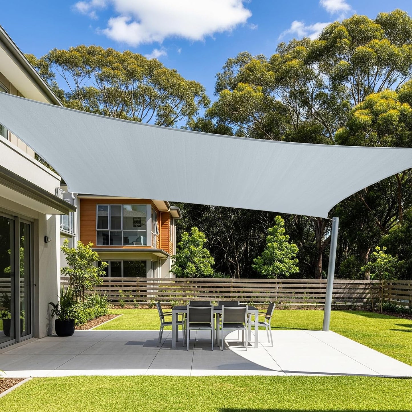 Toldo parasol rectangular 12x16ft color gris plateado