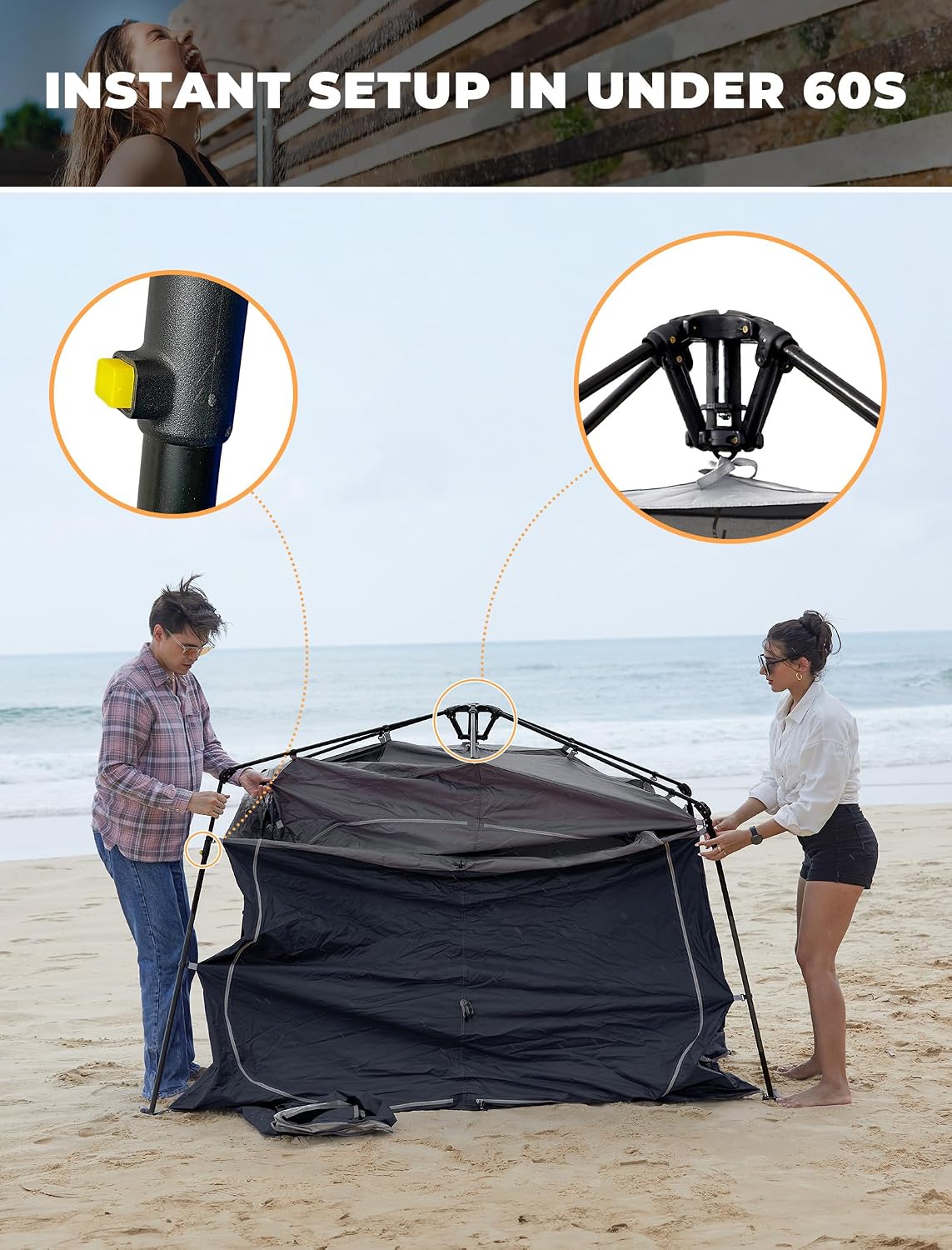 Tienda ducha instantánea privada para camping con piso