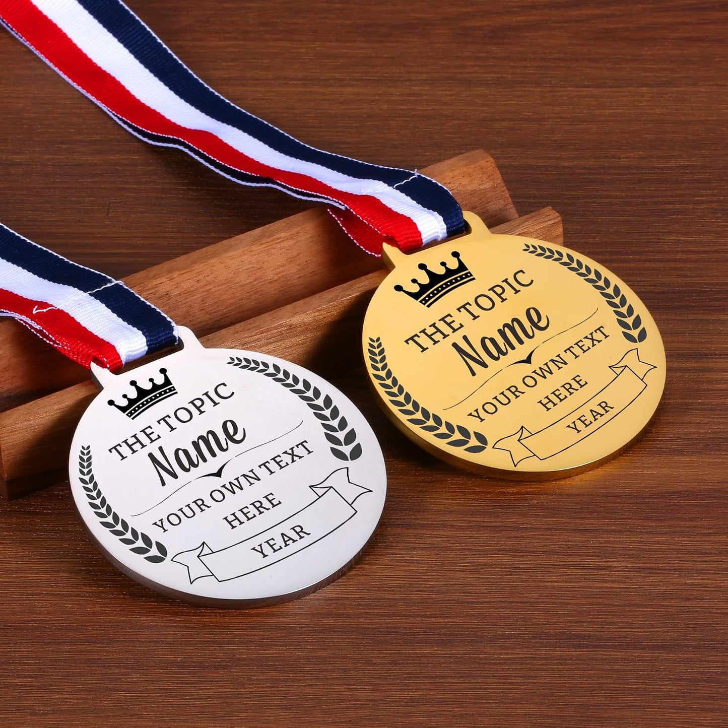 Medallas acero inox grabadas cinta doble cara eventos