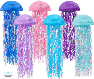 Faroles de papel sirena para fiesta 6 pzas coloridas