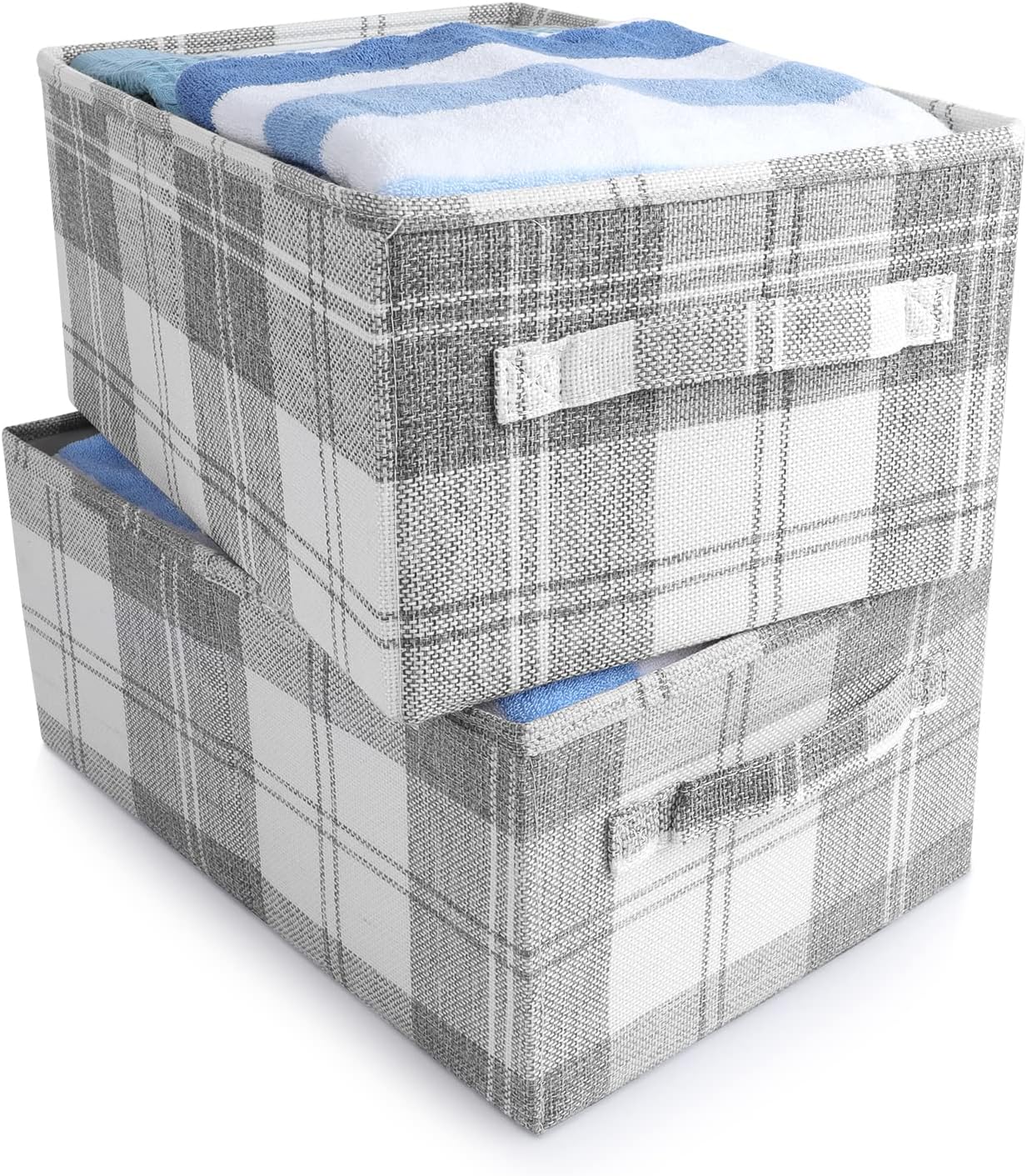2 Cestas Almacenamiento 16x10" Tela Gris Plegables