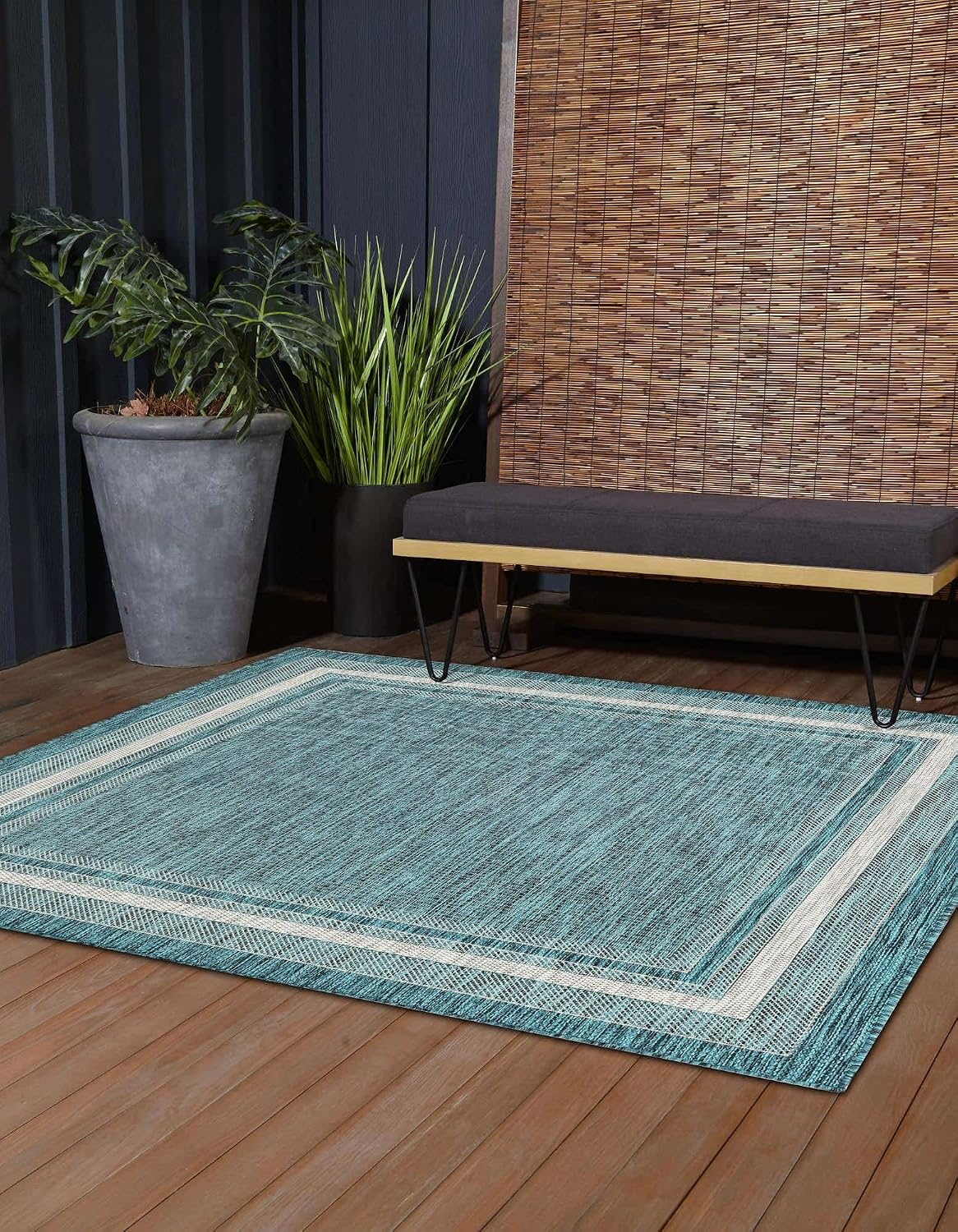 Alfombra cuadrada 5ft1pulg borde suave verde marfil
