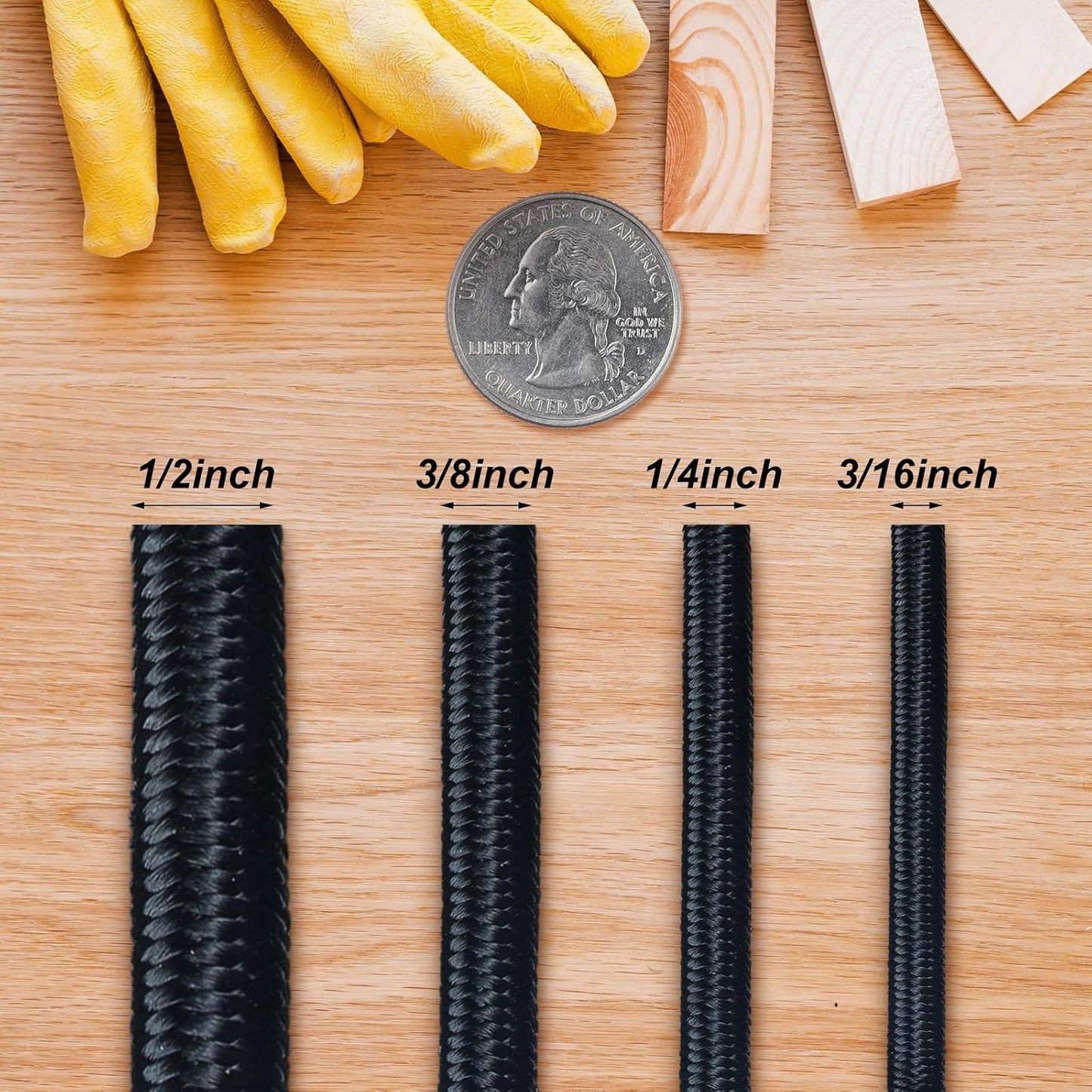 Cuerda elástica poliéster negro 1/2pulg 100ft kayak