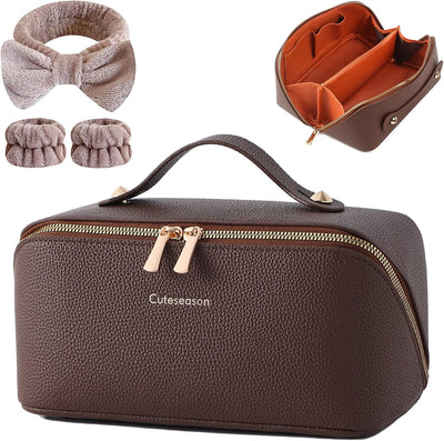 Bolsa maquillaje viaje mujer cuero PU impermeable