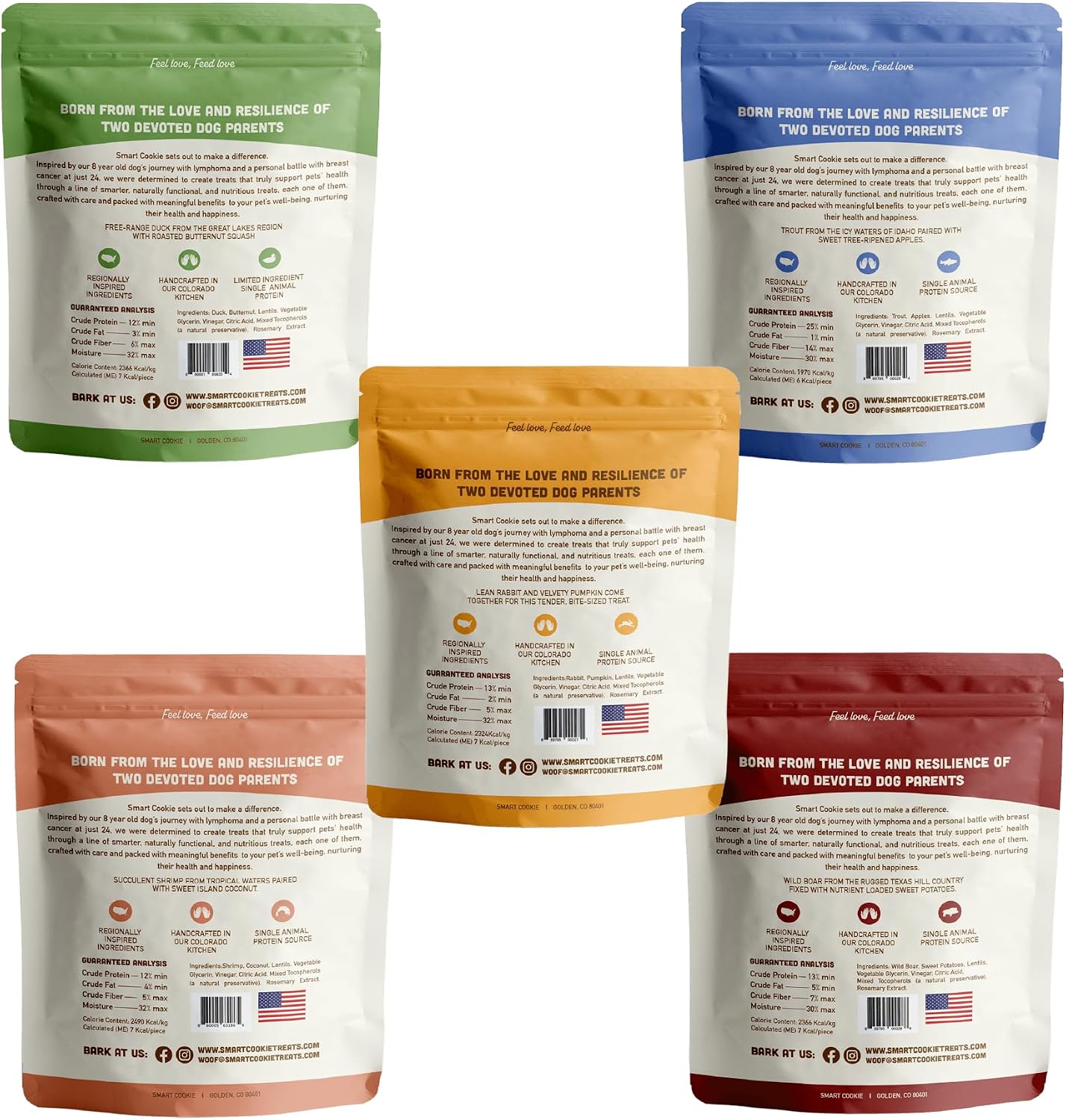 Golosinas naturales para perros 5 sabores 141.4g
