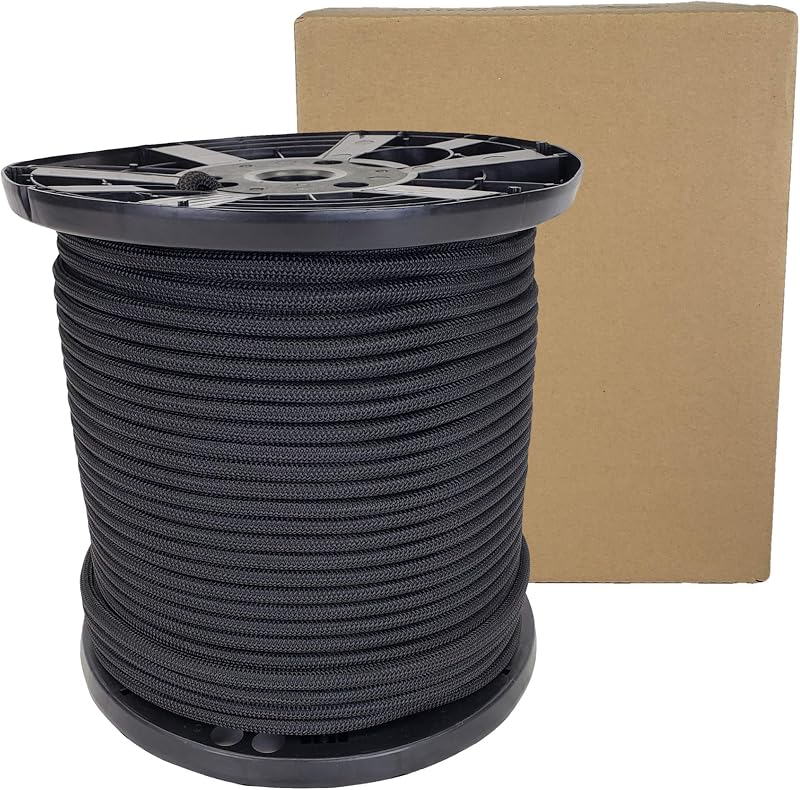 Cordón elástico poliéster negro 3/8pulg 500ft grado marino