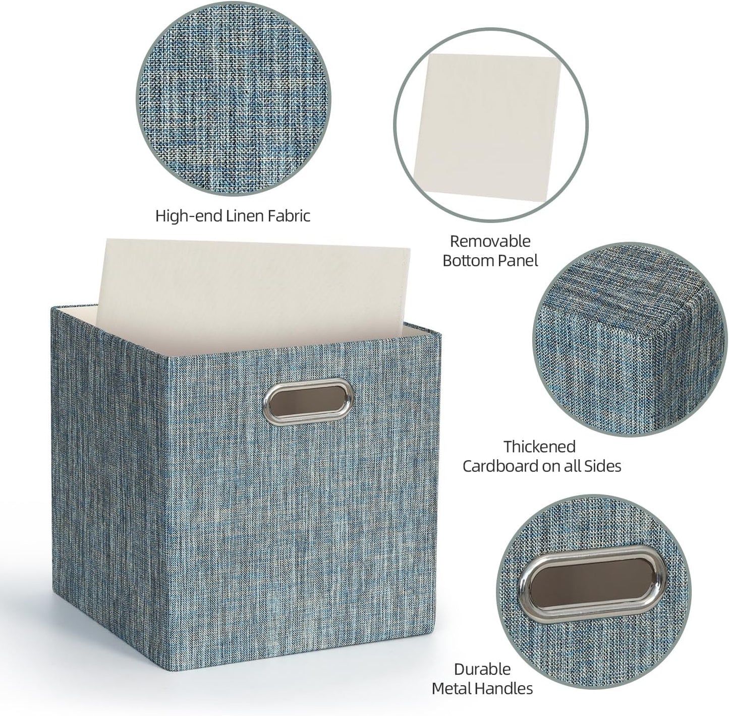 Set 4 Canastas plegables tela 11x11x11 Azul