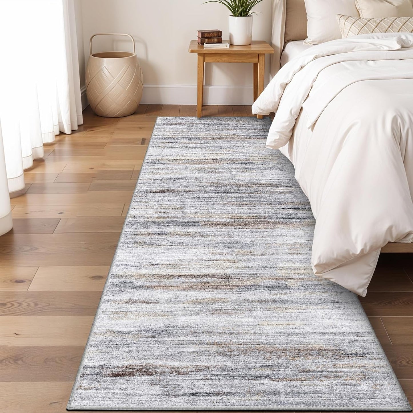 Alfombra pasillo lavable 2x5pulg beige gris antiderrap