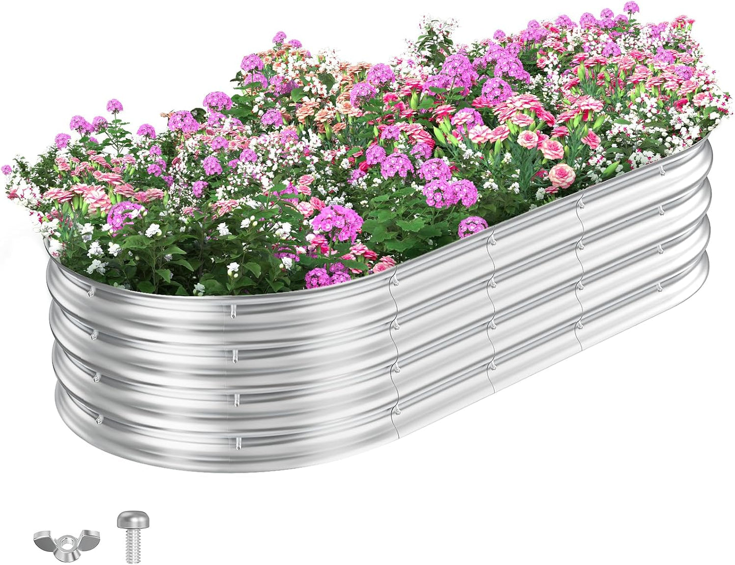 Set camas jardín elevadas metal plateado 6x3pulg galvanizado