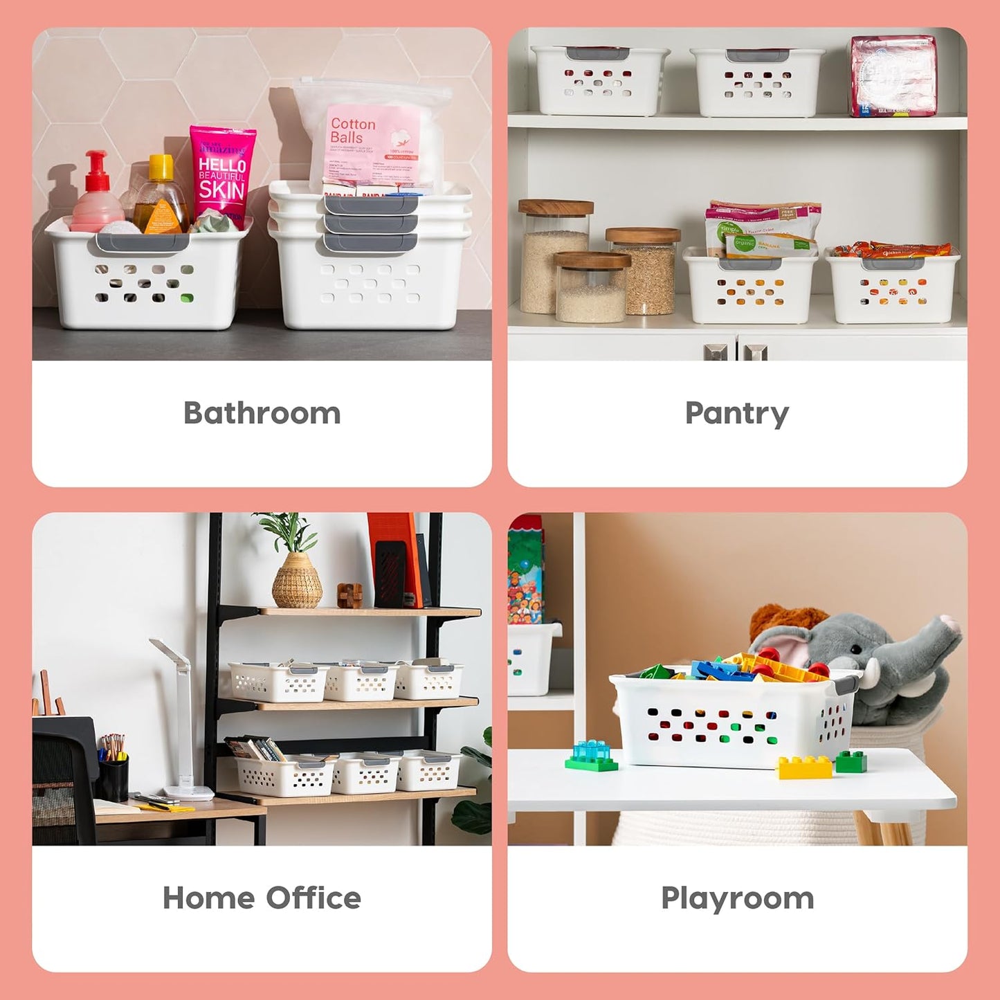 6 Cestas Plástico Organizadoras Apilables Multiusos