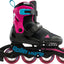 Patines en línea ajustables para niños negro y rosa
