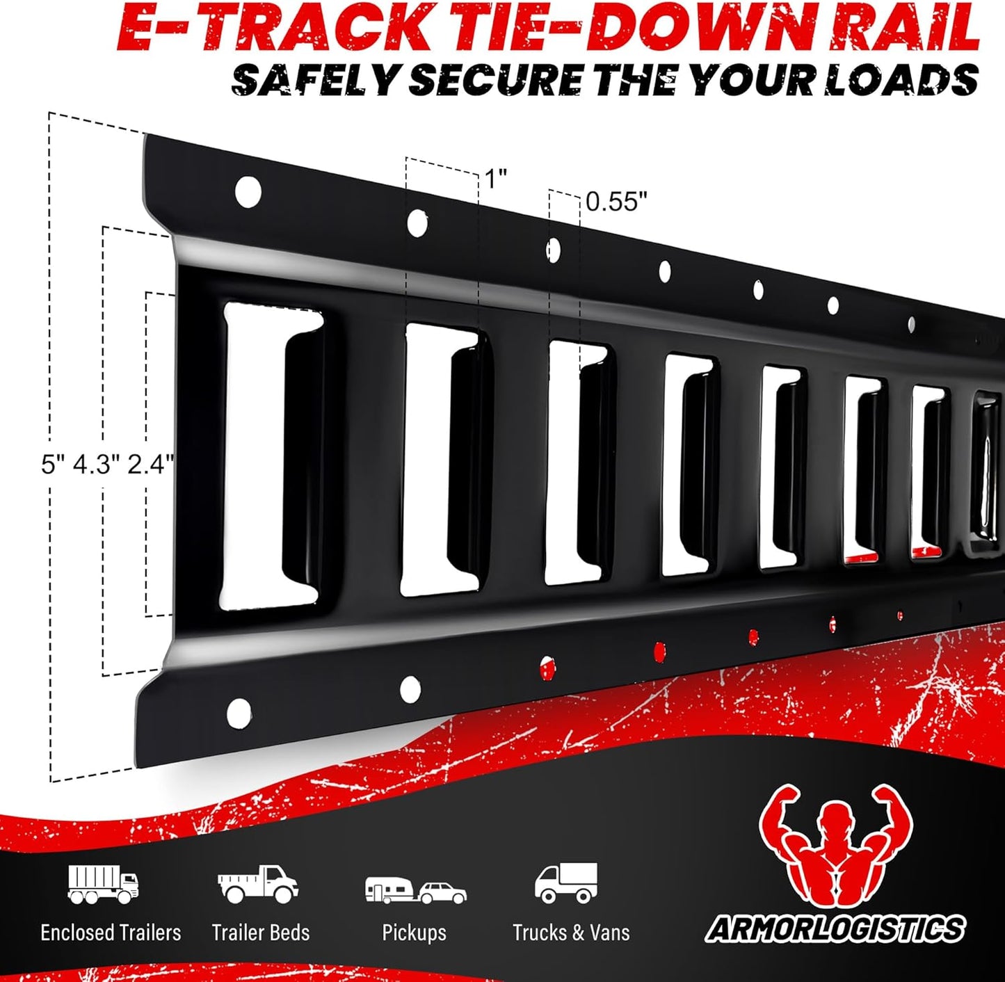 Rieles E para garaje pack 4 2ft resistencia 6000lb