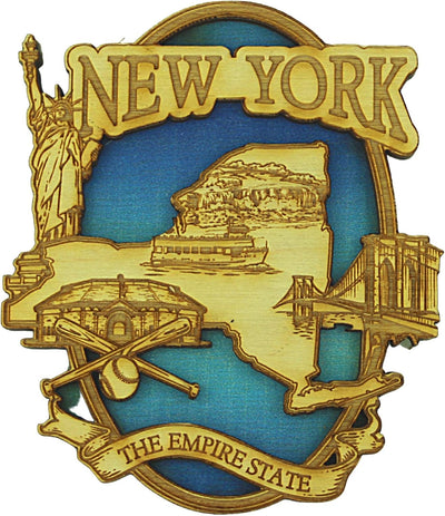 Imán Nueva York madera tallada 3.25pulg