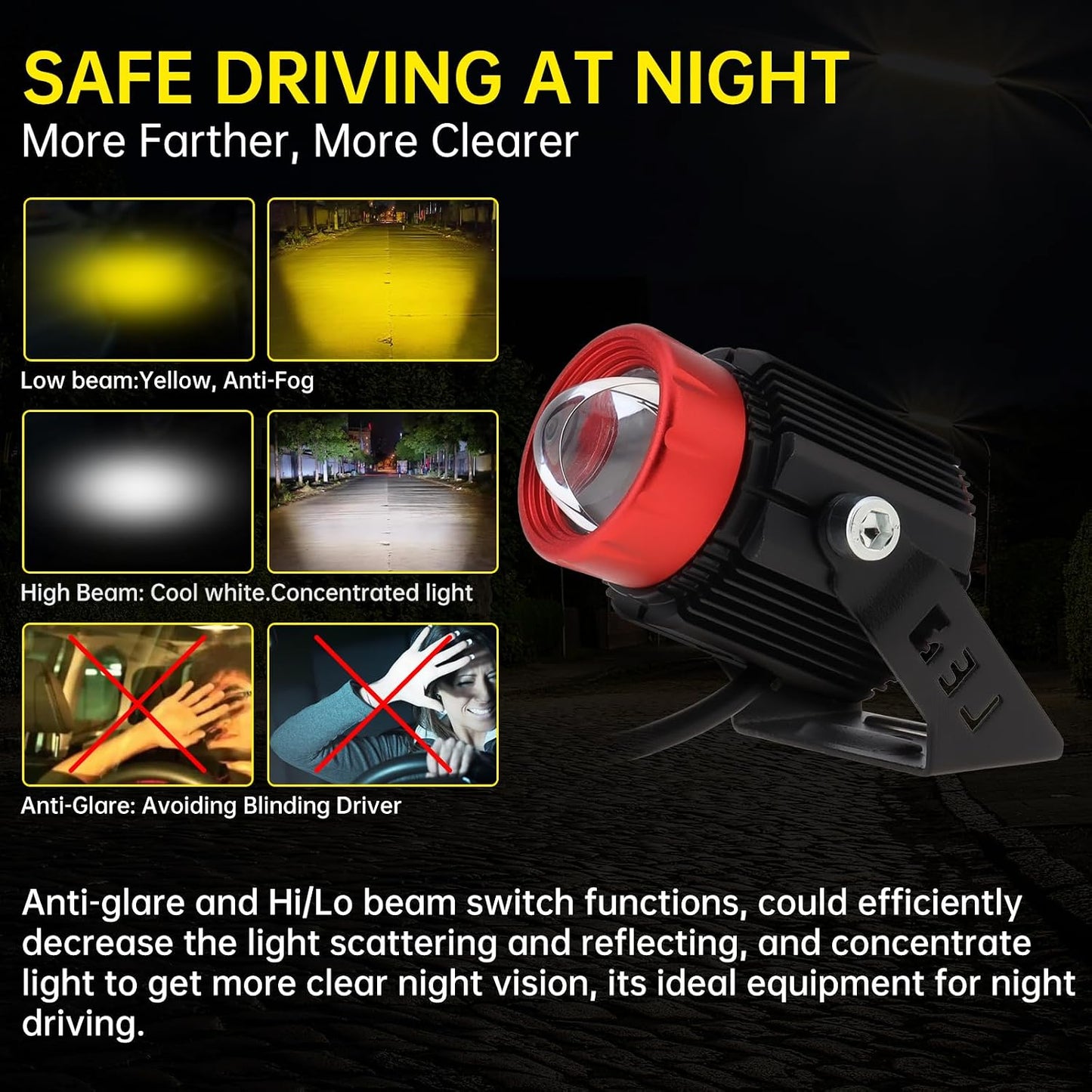 Proyector LED 30W luces alta y baja motocicleta tractor