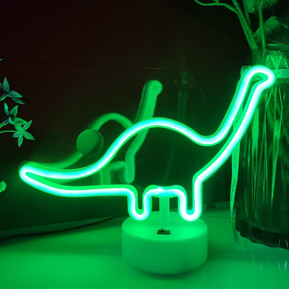 Letrero Neón USB 3 AA Led Decoración Pared Escritorio Dinosaurio