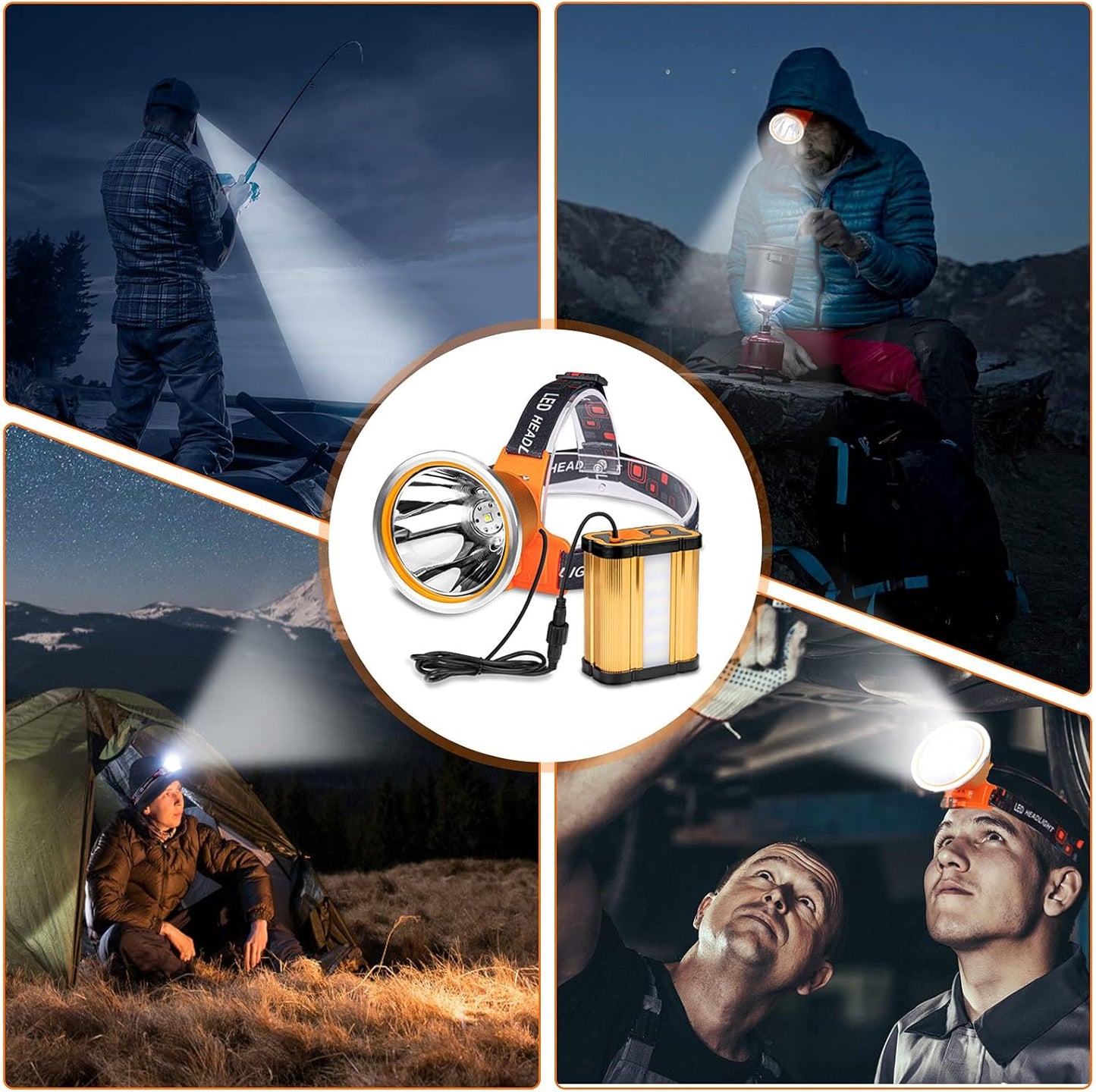 Linterna frontal LED recargable 3 modos impermeable