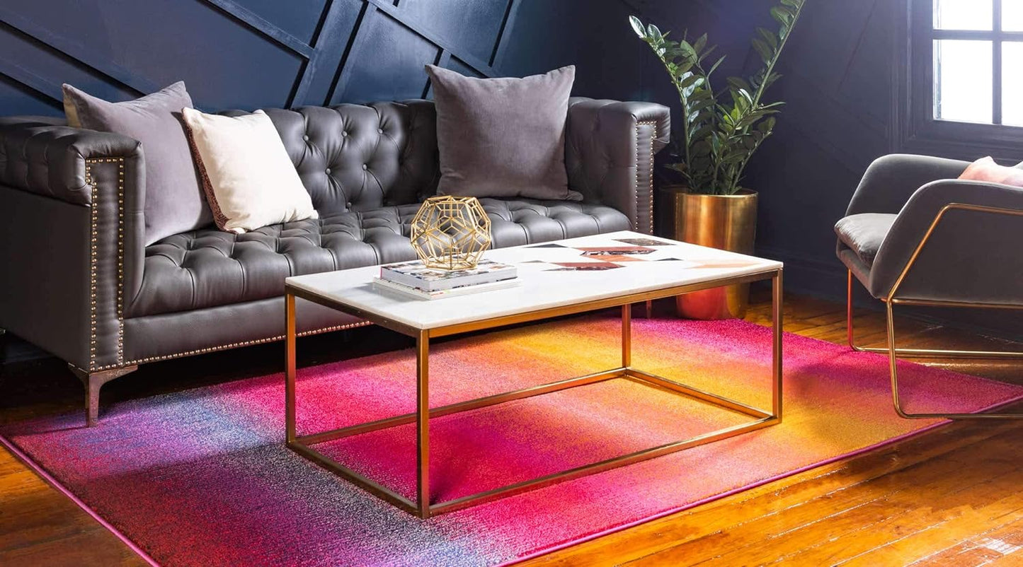 Alfombra área abstracta gradiente 3x3pulg x 5x3pulg rosa/oro