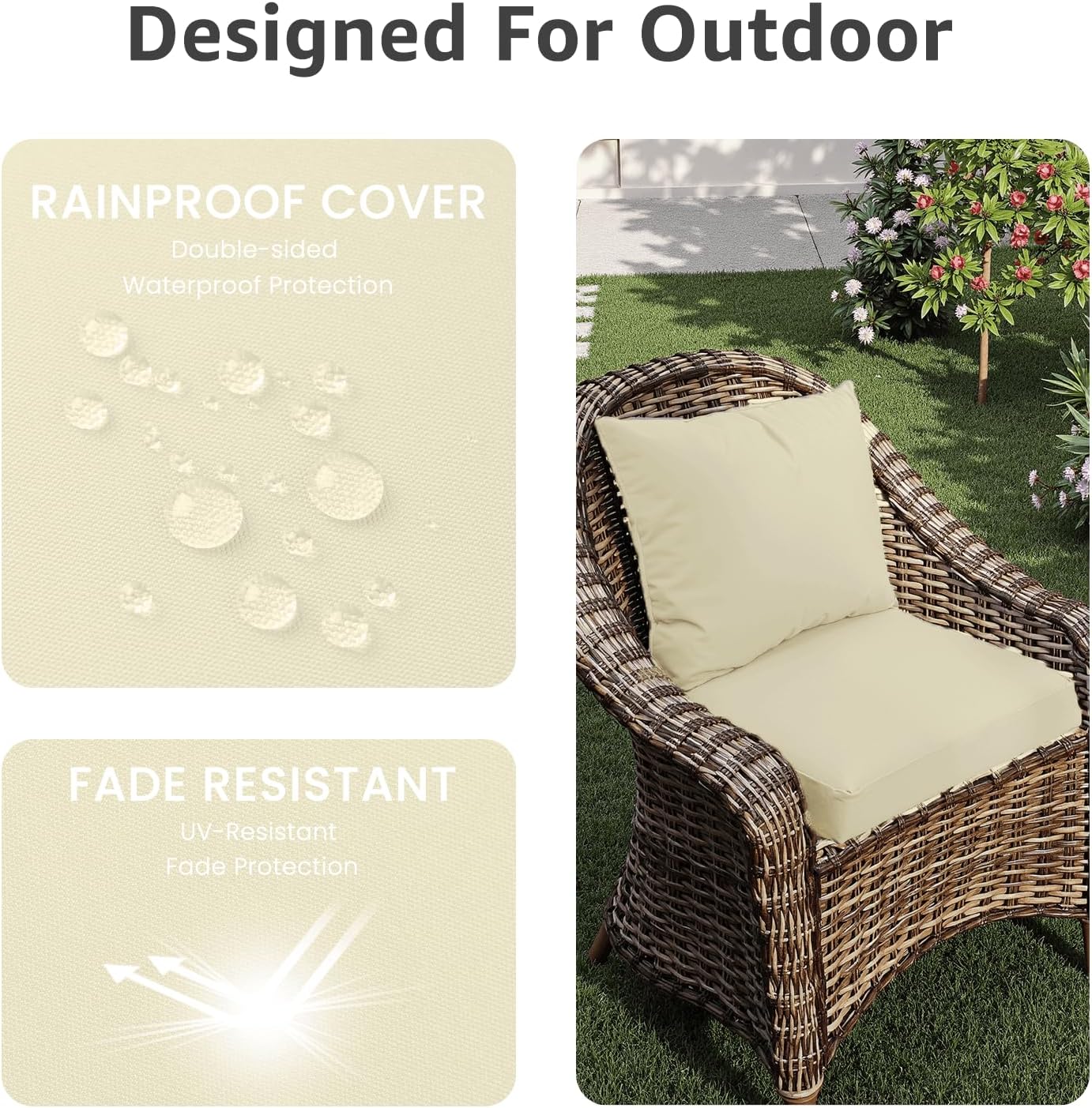 Cojín asiento patio 17x16" impermeable con asa