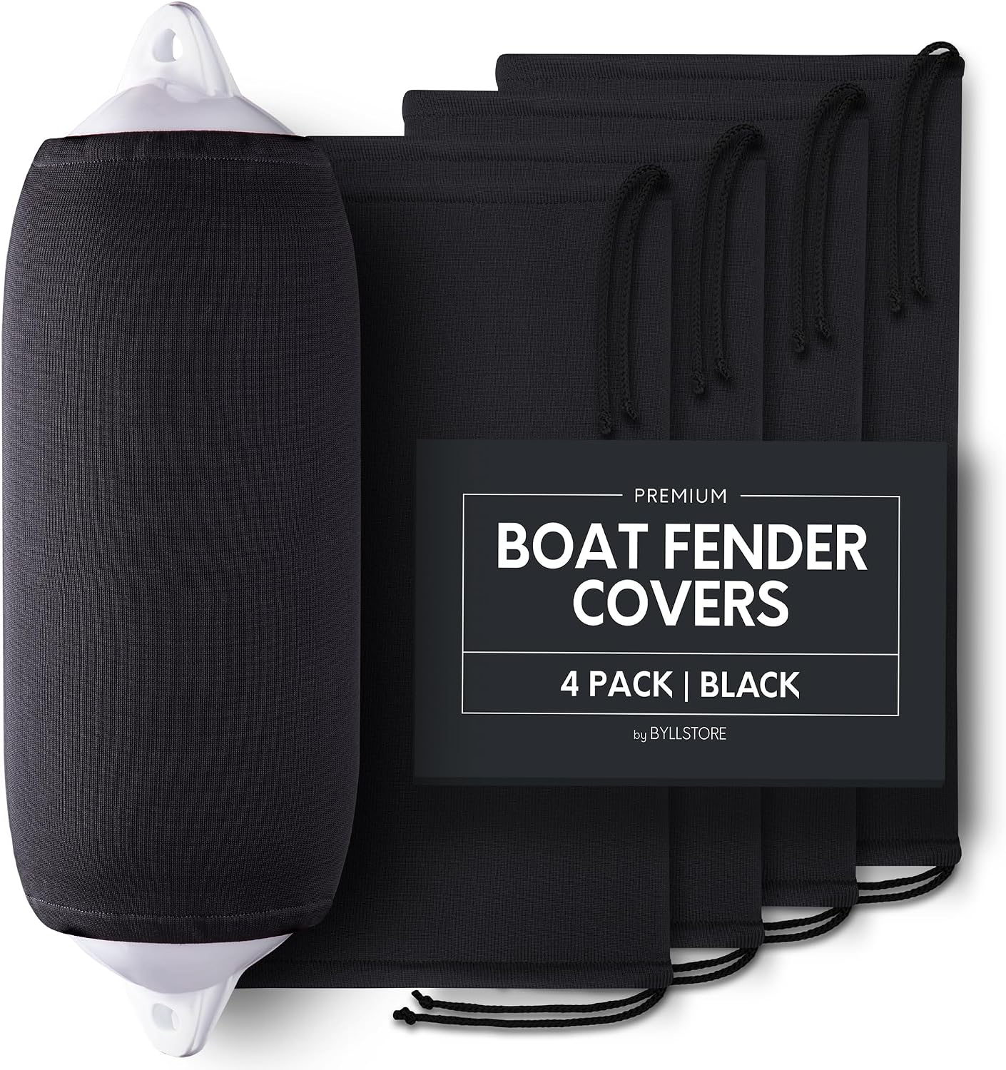 Fundas defensas barco poliéster 12x34pulg negro set 4